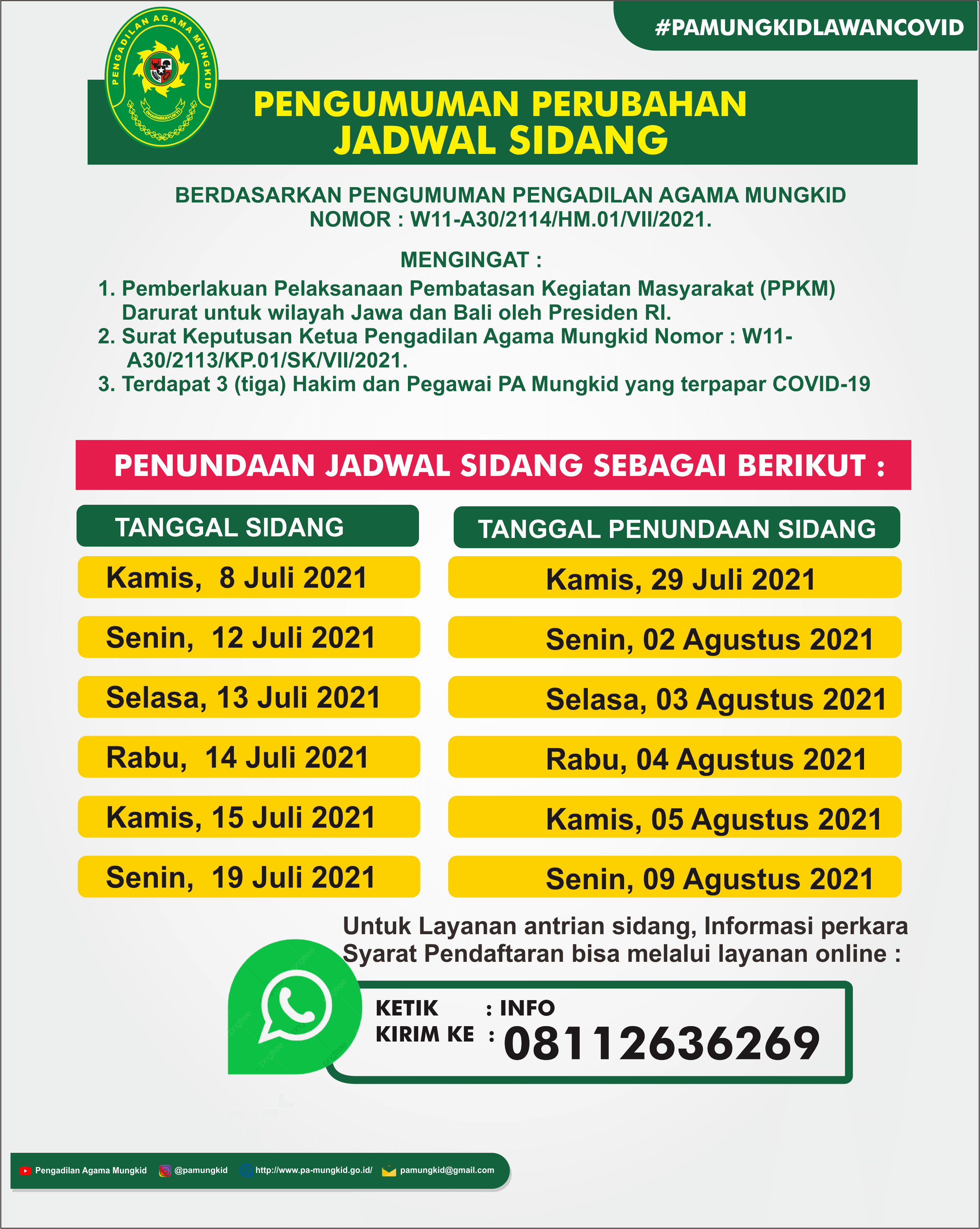 penundaan jadwal sidang